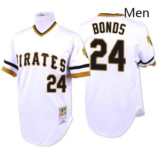 Mens Mitchell and Ness Pittsburgh Pirates 24 Barry Bonds Authentic White Throwback MLB Jersey Mens Mitchell and Ness Pittsburgh Pirates 24 Barry Bonds Authentic White Throwback MLB Jersey