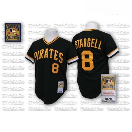 Mens Mitchell and Ness Pittsburgh Pirates 8 Willie Stargell Replica Black Throwback MLB Jersey Mens Mitchell and Ness Pittsburgh Pirates 8 Willie Stargell Replica Black Throwback MLB Jersey
