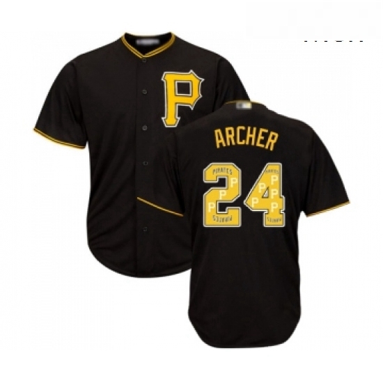 Mens Pittsburgh Pirates 24 Chris Archer Authentic Black Team Logo Fashion Cool Base Baseball Jersey Mens Pittsburgh Pirates 24 Chris Archer Authentic Black Team Logo Fashion Cool Base Baseball Jersey