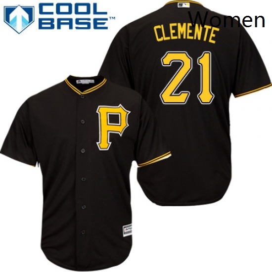 Womens Majestic Pittsburgh Pirates 21 Roberto Clemente Replica Black Alternate Cool Base MLB Jersey Womens Majestic Pittsburgh Pirates 21 Roberto Clemente Replica Black Alternate Cool Base MLB Jersey