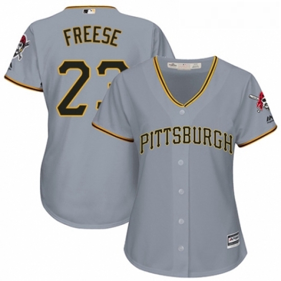 Womens Majestic Pittsburgh Pirates 23 David Freese Replica Grey Road Cool Base MLB Jersey Womens Majestic Pittsburgh Pirates 23 David Freese Replica Grey Road Cool Base MLB Jersey