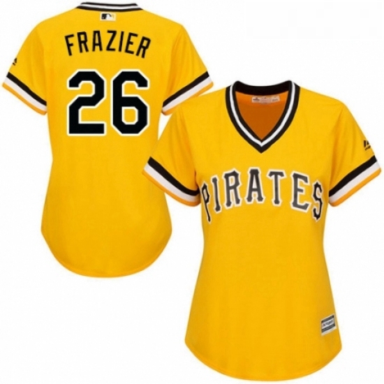 Womens Majestic Pittsburgh Pirates 26 Adam Frazier Replica Gold Alternate Cool Base MLB Jersey Womens Majestic Pittsburgh Pirates 26 Adam Frazier Replica Gold Alternate Cool Base MLB Jersey