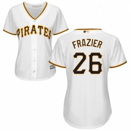 Womens Majestic Pittsburgh Pirates 26 Adam Frazier Replica White Home Cool Base MLB Jersey Womens Majestic Pittsburgh Pirates 26 Adam Frazier Replica White Home Cool Base MLB Jersey