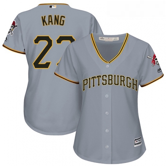 Womens Majestic Pittsburgh Pirates 27 Jung ho Kang Replica Grey Road Cool Base MLB Jersey Womens Majestic Pittsburgh Pirates 27 Jung ho Kang Replica Grey Road Cool Base MLB Jersey
