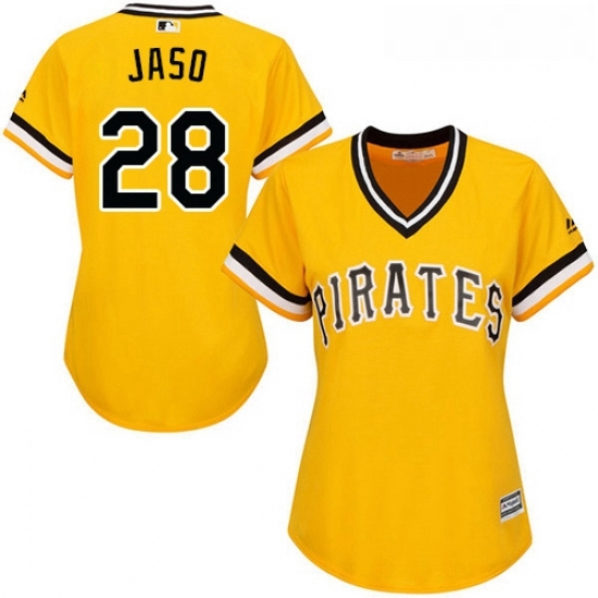 Womens Majestic Pittsburgh Pirates 28 John Jaso Authentic Gold Alternate Cool Base MLB Jersey Womens Majestic Pittsburgh Pirates 28 John Jaso Authentic Gold Alternate Cool Base MLB Jersey
