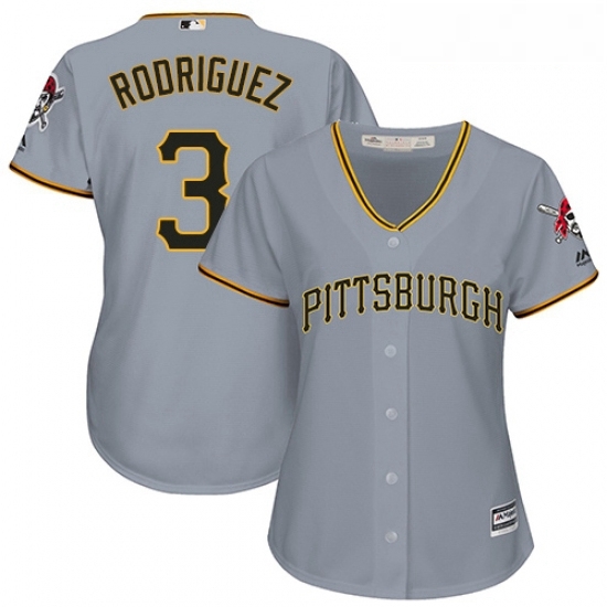 Womens Majestic Pittsburgh Pirates 3 Sean Rodriguez Authentic Grey Road Cool Base MLB Jersey Womens Majestic Pittsburgh Pirates 3 Sean Rodriguez Authentic Grey Road Cool Base MLB Jersey