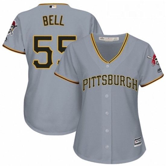 Womens Majestic Pittsburgh Pirates 55 Josh Bell Authentic Grey Road Cool Base MLB Jersey Womens Majestic Pittsburgh Pirates 55 Josh Bell Authentic Grey Road Cool Base MLB Jersey
