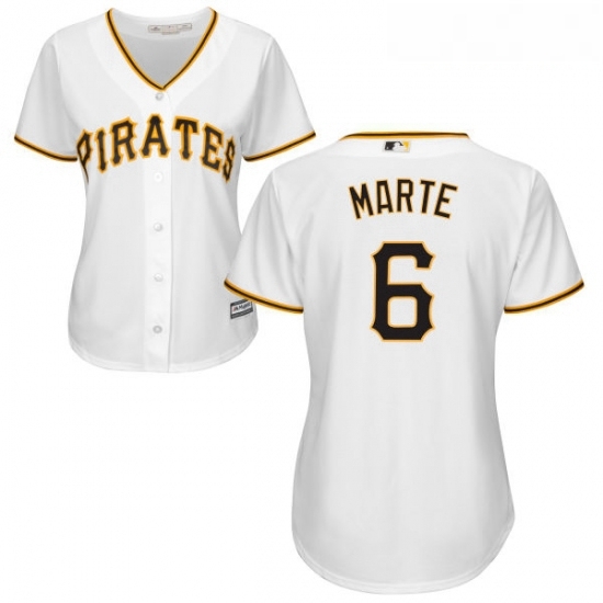 Womens Majestic Pittsburgh Pirates 6 Starling Marte Authentic White Home Cool Base MLB Jersey Womens Majestic Pittsburgh Pirates 6 Starling Marte Authentic White Home Cool Base MLB Jersey