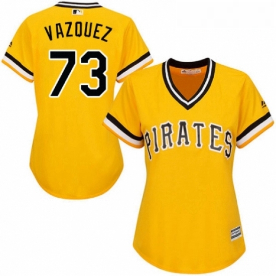 Womens Majestic Pittsburgh Pirates 73 Felipe Vazquez Replica Gold Alternate Cool Base MLB Jersey Womens Majestic Pittsburgh Pirates 73 Felipe Vazquez Replica Gold Alternate Cool Base MLB Jersey