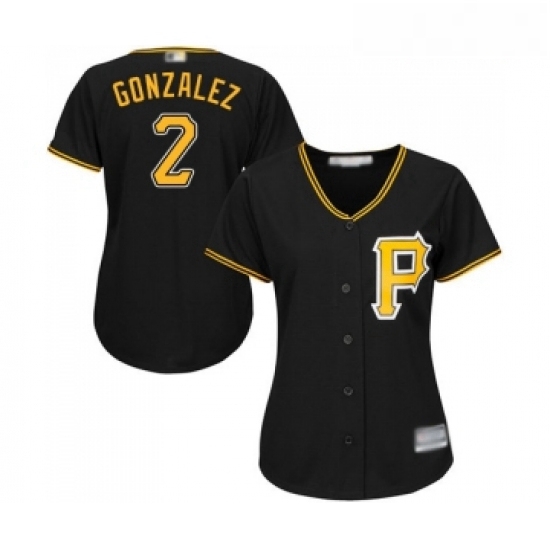 Womens Pittsburgh Pirates 2 Erik Gonzalez Replica Black Alternate Cool Base Baseball Jersey Womens Pittsburgh Pirates 2 Erik Gonzalez Replica Black Alternate Cool Base Baseball Jersey