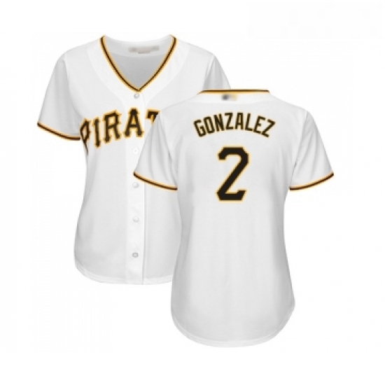 Womens Pittsburgh Pirates 2 Erik Gonzalez Replica White Home Cool Base Baseball Jersey Womens Pittsburgh Pirates 2 Erik Gonzalez Replica White Home Cool Base Baseball Jersey