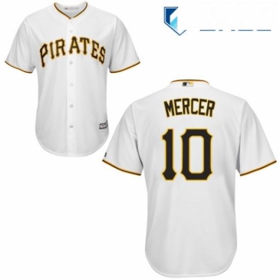 Youth Majestic Pittsburgh Pirates 10 Jordy Mercer Replica White Home Cool Base MLB Jersey Youth Majestic Pittsburgh Pirates 10 Jordy Mercer Replica White Home Cool Base MLB Jersey