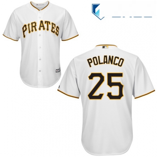 Youth Majestic Pittsburgh Pirates 25 Gregory Polanco Replica White Home Cool Base MLB Jersey Youth Majestic Pittsburgh Pirates 25 Gregory Polanco Replica White Home Cool Base MLB Jersey