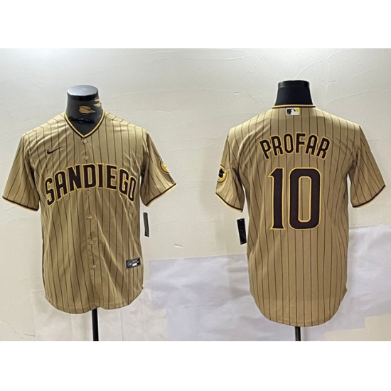 Men San Diego Padres 10 Jurickson Profar Tan Cool Base Stitched Baseball Jersey 6 Men San Diego Padres 10 Jurickson Profar Tan Cool Base Stitched Baseball Jersey 6
