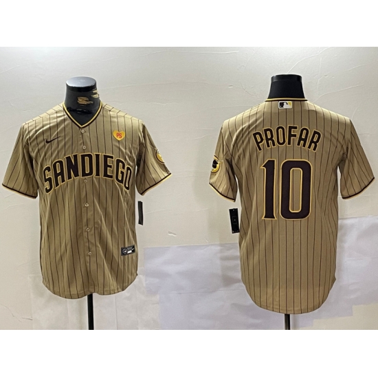 Men San Diego Padres 10 Jurickson Profar Tan Cool Base Stitched Baseball Jersey 8 Men San Diego Padres 10 Jurickson Profar Tan Cool Base Stitched Baseball Jersey 8