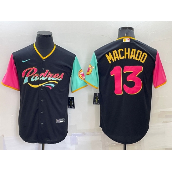 Men San Diego Padres 13 Manny Machado 2022 Black City Connect Cool Base Stitched Jersey Men San Diego Padres 13 Manny Machado 2022 Black City Connect Cool Base Stitched Jersey