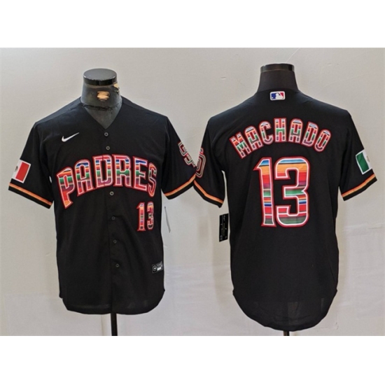 Men San Diego Padres 13 Manny Machado Black Mexico Cool Base Stitched Baseball Jersey Men San Diego Padres 13 Manny Machado Black Mexico Cool Base Stitched Baseball Jersey
