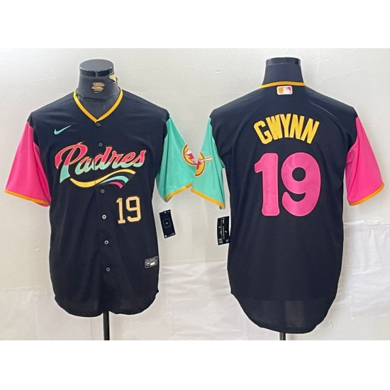 Men San Diego Padres 19 Tony Gwynn Black City Connect Cool Base Stitched Baseball Jersey 3 Men San Diego Padres 19 Tony Gwynn Black City Connect Cool Base Stitched Baseball Jersey 3