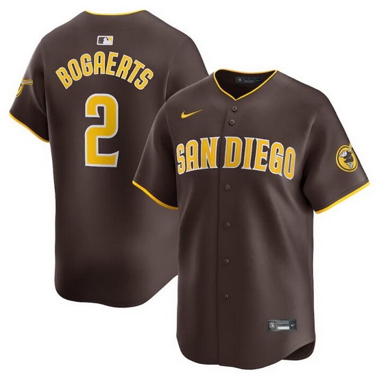 Men San Diego Padres 2 Xander Bogaerts Brown 2024 Home Limited Stitched Baseball Jersey Men San Diego Padres 2 Xander Bogaerts Brown 2024 Home Limited Stitched Baseball Jersey