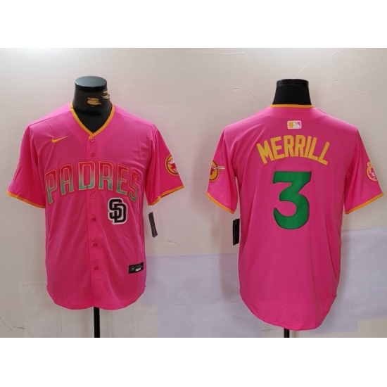 Men San Diego Padres 3 Jackson Merrill Red Cool Base Stitched Baseball Jersey 6 Men San Diego Padres 3 Jackson Merrill Red Cool Base Stitched Baseball Jersey 6
