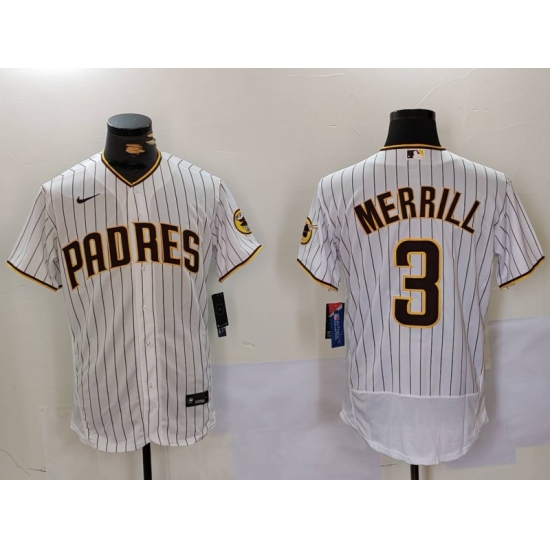 Men San Diego Padres 3 Jackson Merrill white Cool Base Stitched Baseball Jersey 005 Men San Diego Padres 3 Jackson Merrill white Cool Base Stitched Baseball Jersey 005