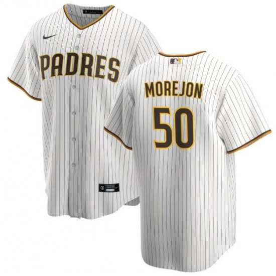 Men San Diego Padres 50 Adrian Morejon White Home Stitched Baseball Jersey Men San Diego Padres 50 Adrian Morejon White Home Stitched Baseball Jersey