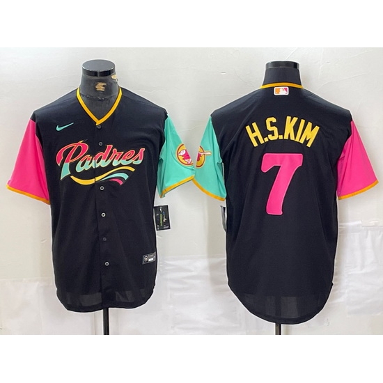 Men San Diego Padres 7 Ha Seong Kim Black City Connect Cool Base Stitched Baseball Jersey III Men San Diego Padres 7 Ha Seong Kim Black City Connect Cool Base Stitched Baseball Jersey III