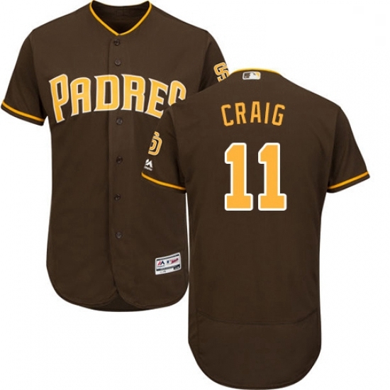 Mens Majestic San Diego Padres 11 Allen Craig Brown Alternate Flex Base Authentic Collection MLB Jersey Mens Majestic San Diego Padres 11 Allen Craig Brown Alternate Flex Base Authentic Collection MLB Jersey