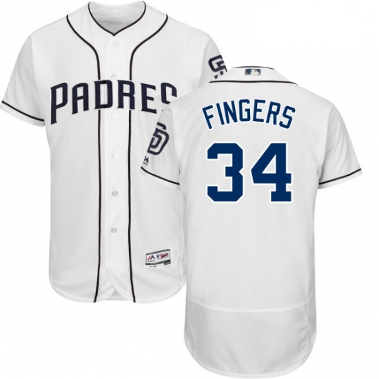 Mens Majestic San Diego Padres 34 Rollie Fingers White Home Flex Base Authentic Collection MLB Jersey Mens Majestic San Diego Padres 34 Rollie Fingers White Home Flex Base Authentic Collection MLB Jersey