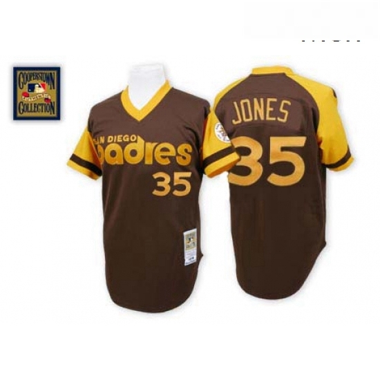 Mens Mitchell and Ness San Diego Padres 35 Randy Jones Replica Brown Throwback MLB Jersey Mens Mitchell and Ness San Diego Padres 35 Randy Jones Replica Brown Throwback MLB Jersey