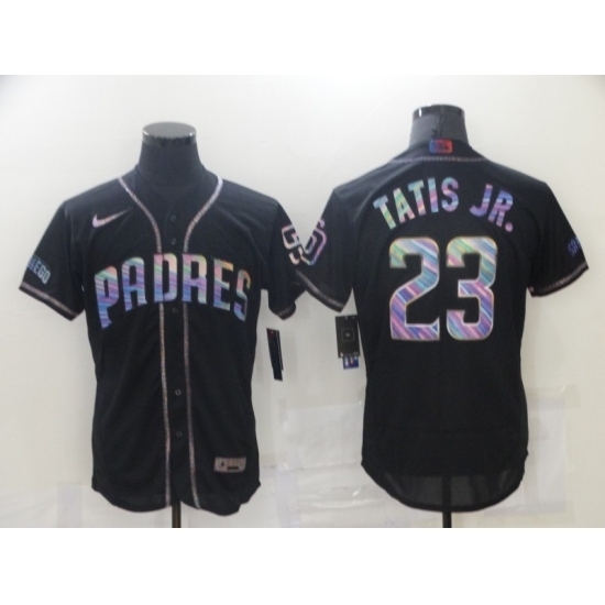 Men's San Diego Padres #23 Fernando Tatis Jr. Black 2021 Iridescent Logo Jersey Jersey Men's San Diego Padres #23 Fernando Tatis Jr. Black 2021 Iridescent Logo Jersey Jersey