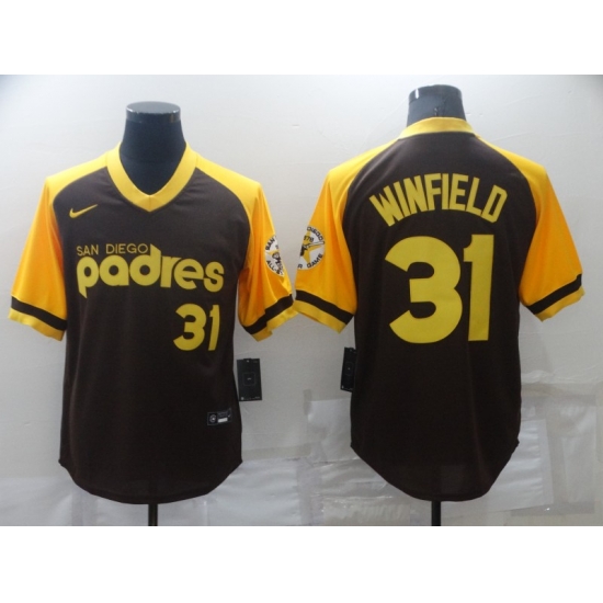 Men's San Diego Padres #31 Dave Winfield Brown Cooperstown Collection Stitched Throwback Jersey Men's San Diego Padres #31 Dave Winfield Brown Cooperstown Collection Stitched Throwback Jersey