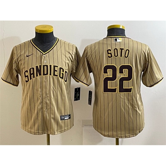 Women San Diego Padres 22 Juan Soto Brown Cool Base Stitched Baseball Jersey Women San Diego Padres 22 Juan Soto Brown Cool Base Stitched Baseball Jersey