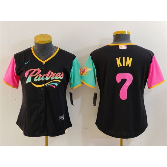 Women San Diego Padres 7 Ha Seong Kim Black City Connect Stitched Baseball Jersey Women San Diego Padres 7 Ha Seong Kim Black City Connect Stitched Baseball Jersey