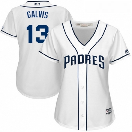 Womens Majestic San Diego Padres 13 Freddy Galvis Replica White Home Cool Base MLB Jersey Womens Majestic San Diego Padres 13 Freddy Galvis Replica White Home Cool Base MLB Jersey