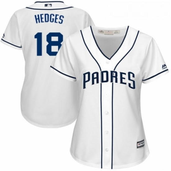 Womens Majestic San Diego Padres 18 Austin Hedges Replica White Home Cool Base MLB Jersey Womens Majestic San Diego Padres 18 Austin Hedges Replica White Home Cool Base MLB Jersey