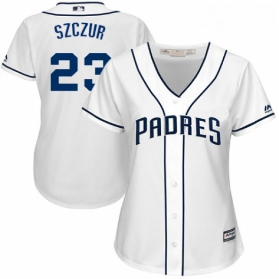 Womens Majestic San Diego Padres 23 Matt Szczur Authentic White Home Cool Base MLB Jersey Womens Majestic San Diego Padres 23 Matt Szczur Authentic White Home Cool Base MLB Jersey