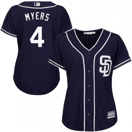 Womens Majestic San Diego Padres 4 Wil Myers Replica Navy Blue Alternate 1 Cool Base MLB Jersey Womens Majestic San Diego Padres 4 Wil Myers Replica Navy Blue Alternate 1 Cool Base MLB Jersey