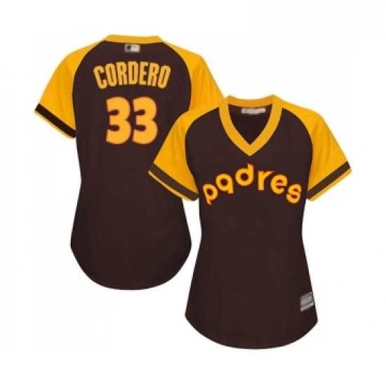 Womens San Diego Padres 33 Franchy Cordero Replica Brown Alternate Cooperstown Cool Base Baseball Jersey Womens San Diego Padres 33 Franchy Cordero Replica Brown Alternate Cooperstown Cool Base Baseball Jersey