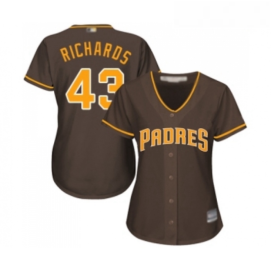 Womens San Diego Padres 43 Garrett Richards Replica Brown Alternate Cool Base Baseball Jersey Womens San Diego Padres 43 Garrett Richards Replica Brown Alternate Cool Base Baseball Jersey