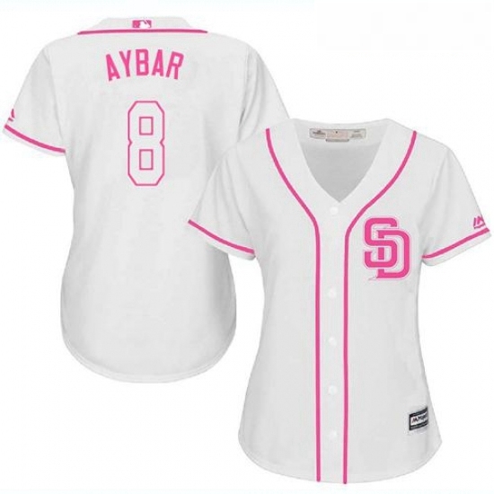 Womens San Diego Padres 8 Erick Aybar White Pink Fashion Stitched MLB Jersey Womens San Diego Padres 8 Erick Aybar White Pink Fashion Stitched MLB Jersey