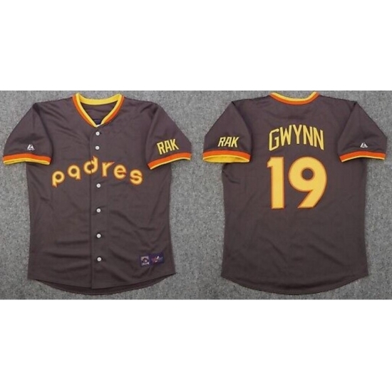 women San Diego Padres 19 Tony Gwynn Brown Throwback MLB Jersey women San Diego Padres 19 Tony Gwynn Brown Throwback MLB Jersey