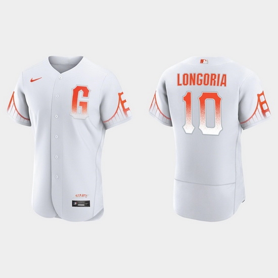 Men San Francisco Giants 10 Evan Longoria Men 2021 City Connect Authentic White Jersey Men San Francisco Giants 10 Evan Longoria Men 2021 City Connect Authentic White Jersey