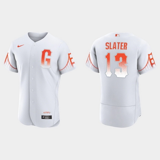 Men San Francisco Giants 13 Austin Slater Men 2021 City Connect Authentic White Jersey Men San Francisco Giants 13 Austin Slater Men 2021 City Connect Authentic White Jersey
