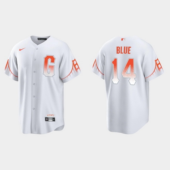 Men San Francisco Giants 14 Vida Blue Men 2021 City Connect White Fan Version Jersey Men San Francisco Giants 14 Vida Blue Men 2021 City Connect White Fan Version Jersey