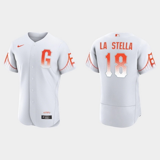 Men San Francisco Giants 18 Tommy La Stella Men 2021 City Connect Authentic White Jersey Men San Francisco Giants 18 Tommy La Stella Men 2021 City Connect Authentic White Jersey