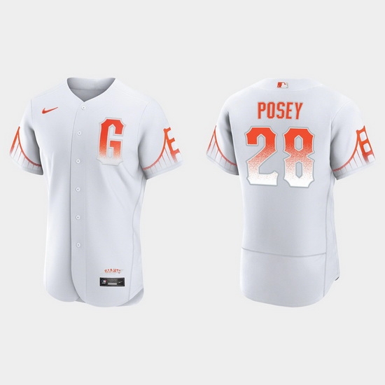 Men San Francisco Giants 28 Buster Posey Men 2021 City Connect Authentic White Jersey Men San Francisco Giants 28 Buster Posey Men 2021 City Connect Authentic White Jersey