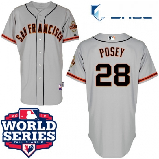 Mens Majestic San Francisco Giants 28 Buster Posey Authentic Grey Cool Base 2012 World Series Patch MLB Jersey Mens Majestic San Francisco Giants 28 Buster Posey Authentic Grey Cool Base 2012 World Series Patch MLB Jersey