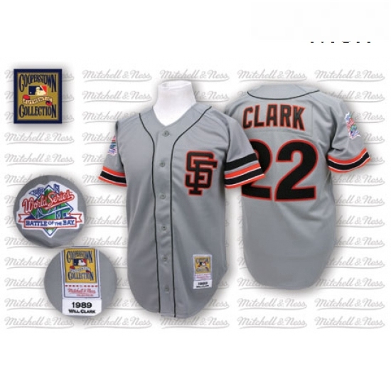 Mens Mitchell and Ness San Francisco Giants 22 Will Clark Replica Grey Throwback MLB Jersey Mens Mitchell and Ness San Francisco Giants 22 Will Clark Replica Grey Throwback MLB Jersey