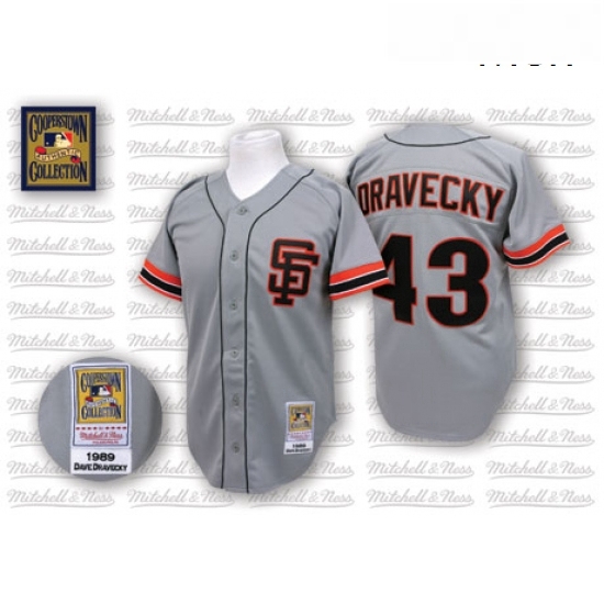 Mens Mitchell and Ness San Francisco Giants 43 Dave Dravecky Replica Grey Throwback MLB Jersey Mens Mitchell and Ness San Francisco Giants 43 Dave Dravecky Replica Grey Throwback MLB Jersey